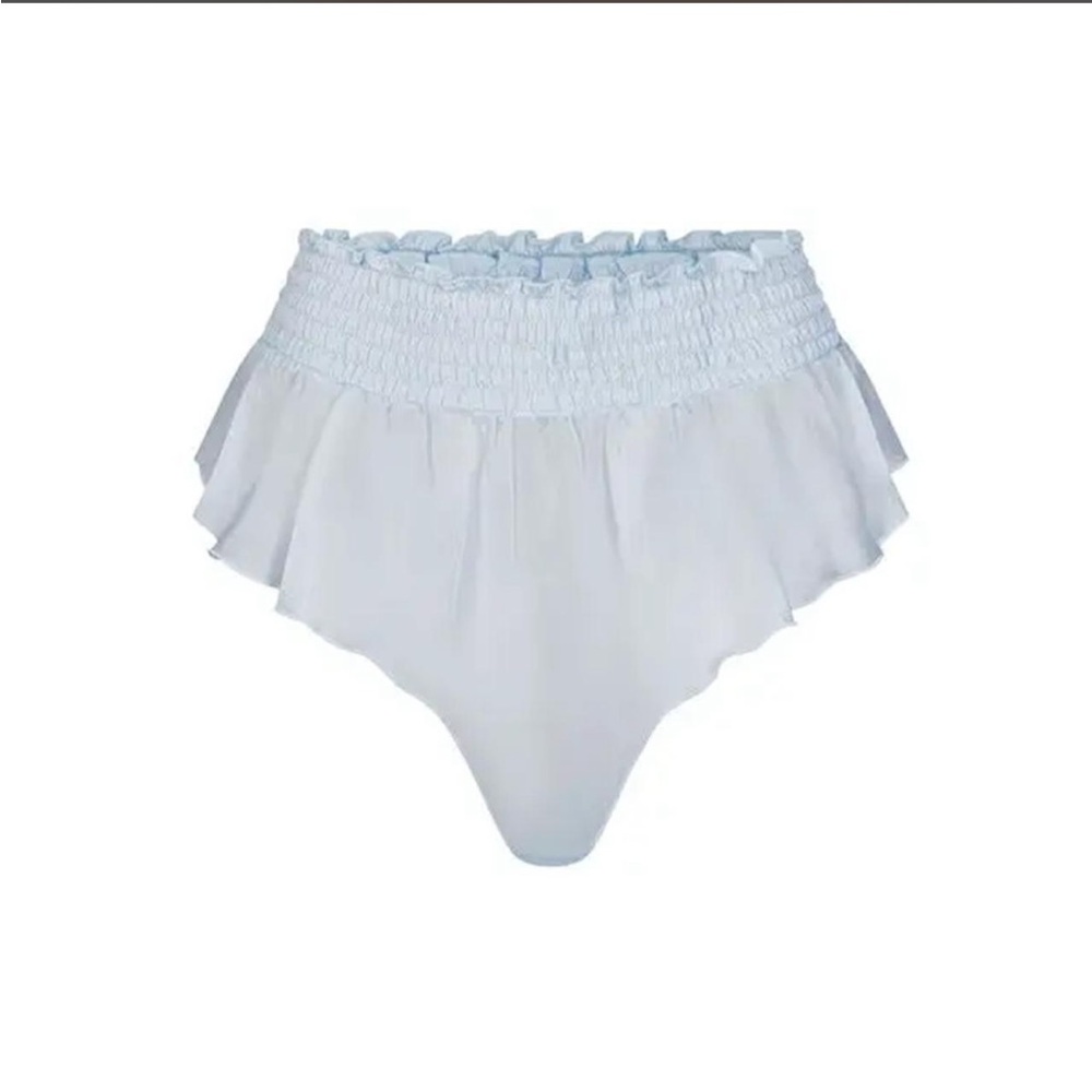 NWT SKIMS romance smocked flutter baby blue thong - Small